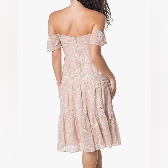 Dress the Population Women's River Fit & Flare Midi Dress Blush Multi Eyelet XXL - Picture 3 of 16